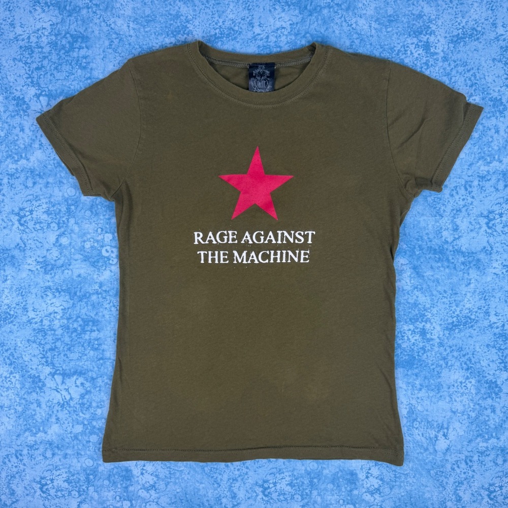 Vintage Rage Against The Machine Red Star T-Shirt Y2K Giant Olive Green Women S